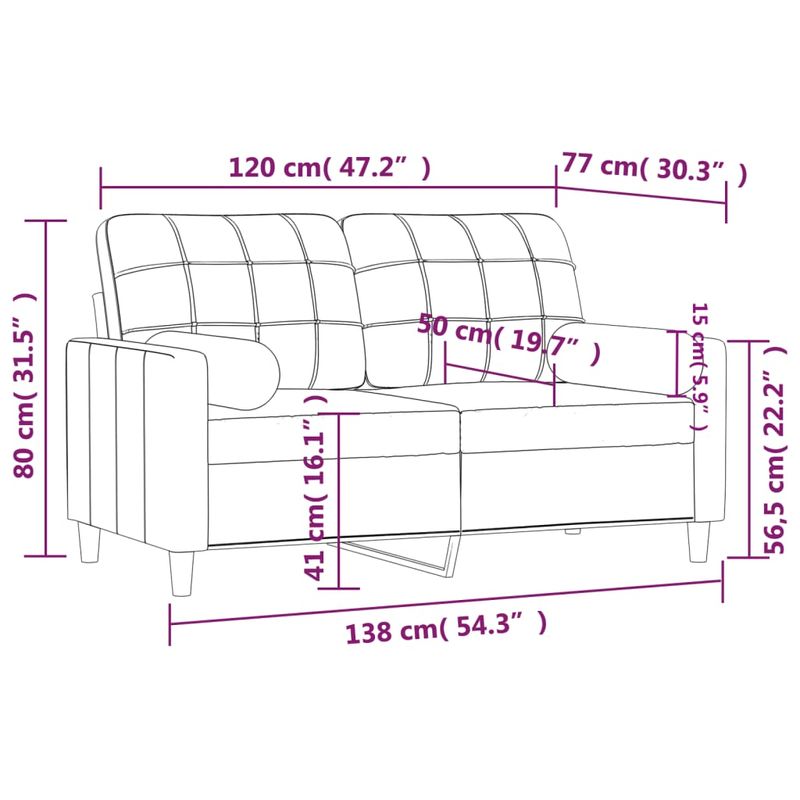 Casa si Gradina - Mobilier - Canapele si coltare - Canapele - Canapea cu 2 locuri cu pernute, negru, 120 cm, textil - Infinity.ro