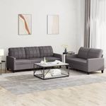 Casa si Gradina - Mobilier - Seturi de mobilier - Seturi living - Set de canapele cu perne, 2 piese, gri, piele ecologica - Infinity.ro