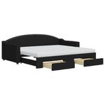 Casa si Gradina - Mobilier - Paturi si accesorii - Paturi - Pat de zi cu extensie si sertare, negru, 90x200 cm, textil - Infinity.ro