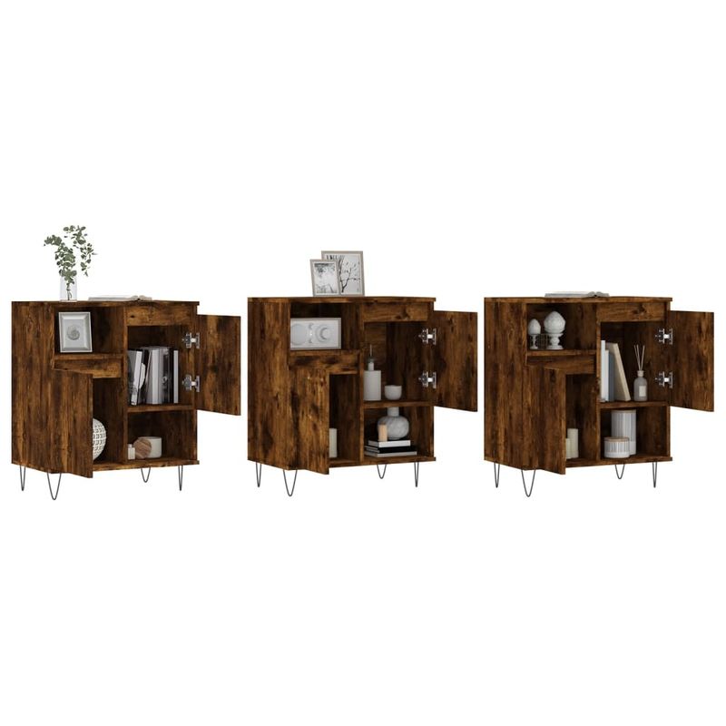 Casa si Gradina - Mobilier - Comode si corpuri - Comode - Servanta, 3 buc., stejar fumuriu, lemn prelucrat - Infinity.ro