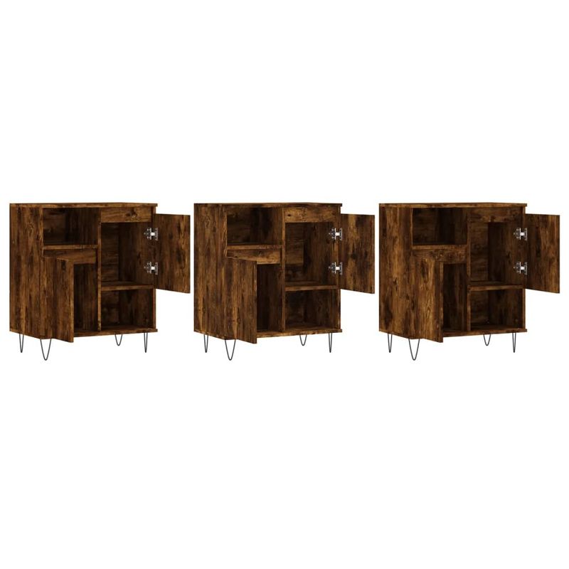 Casa si Gradina - Mobilier - Comode si corpuri - Comode - Servanta, 3 buc., stejar fumuriu, lemn prelucrat - Infinity.ro