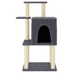 Petshop - Accesorii petshop - Jucarii animale - Ansambluri de joaca - Ansamblu de pisici, stalpi din funie sisal, gri inchis, 97 cm - Infinity.ro