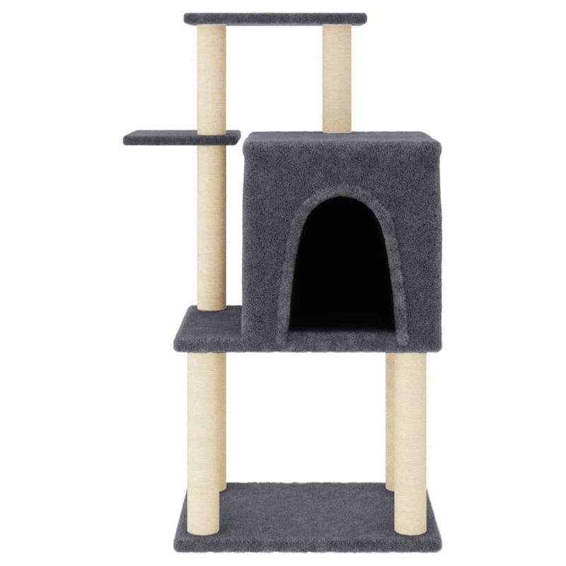 Petshop - Accesorii petshop - Jucarii animale - Ansambluri de joaca - Ansamblu de pisici, stalpi din funie sisal, gri inchis, 97 cm - Infinity.ro