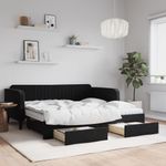 Casa si Gradina - Mobilier - Paturi si accesorii - Paturi - Pat de zi cu extensie si sertare, negru, 90x190 cm, catifea - Infinity.ro