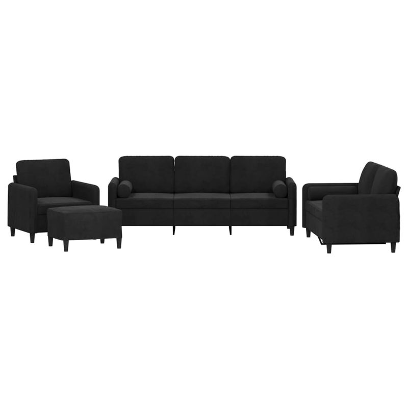 Casa si Gradina - Mobilier - Seturi de mobilier - Seturi living - Set de canapele cu perne, 4 piese, negru, catifea - Infinity.ro