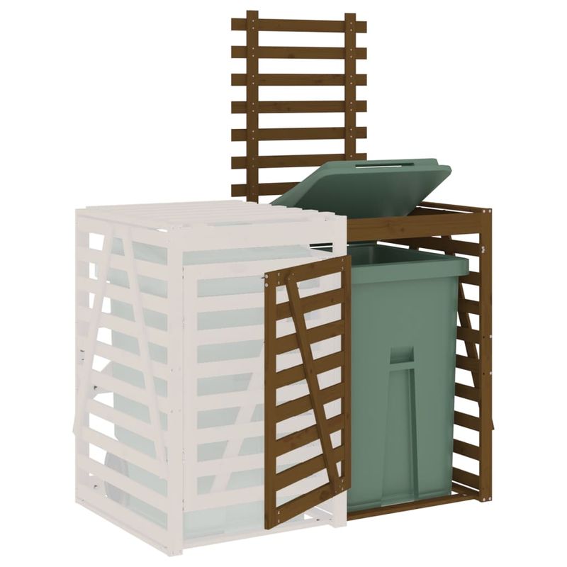 Casa si Gradina - Mobilier - Organizare si depozitare - Cosuri de gunoi - Extensie depozitare pubela de gunoi, maro miere, lemn masiv pin - Infinity.ro