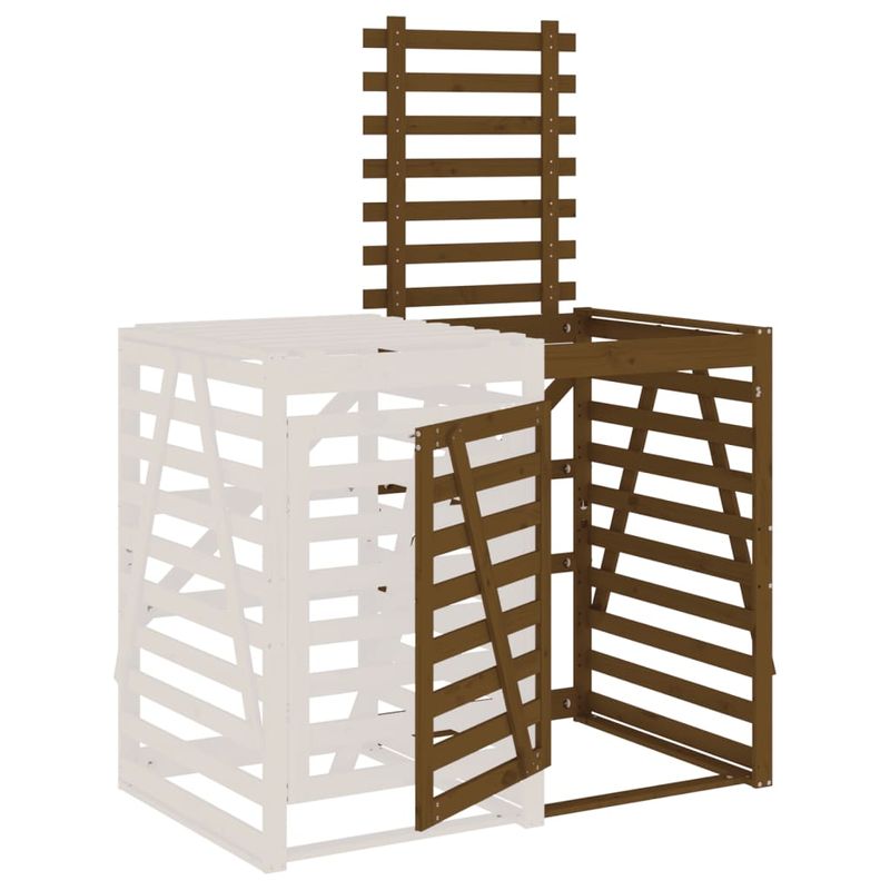 Casa si Gradina - Mobilier - Organizare si depozitare - Cosuri de gunoi - Extensie depozitare pubela de gunoi, maro miere, lemn masiv pin - Infinity.ro