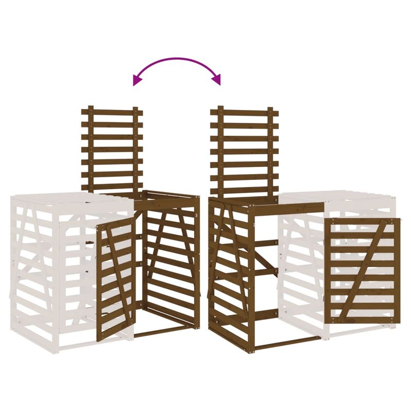 Casa si Gradina - Mobilier - Organizare si depozitare - Cosuri de gunoi - Extensie depozitare pubela de gunoi, maro miere, lemn masiv pin - Infinity.ro