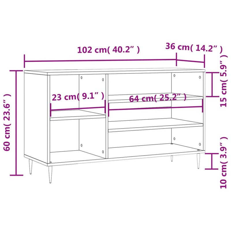 Casa si Gradina - Mobilier - Organizare si depozitare - Organizator incaltaminte - Pantofar, gri sonoma, 102x36x60 cm, lemn prelucrat - Infinity.ro