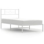 Casa si Gradina - Mobilier - Paturi si accesorii - Paturi - Cadru pat metalic cu tablie, alb, 90x200 cm - Infinity.ro