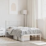 Casa si Gradina - Mobilier - Paturi si accesorii - Paturi - Cadru pat metalic cu tablie, alb, 90x200 cm - Infinity.ro