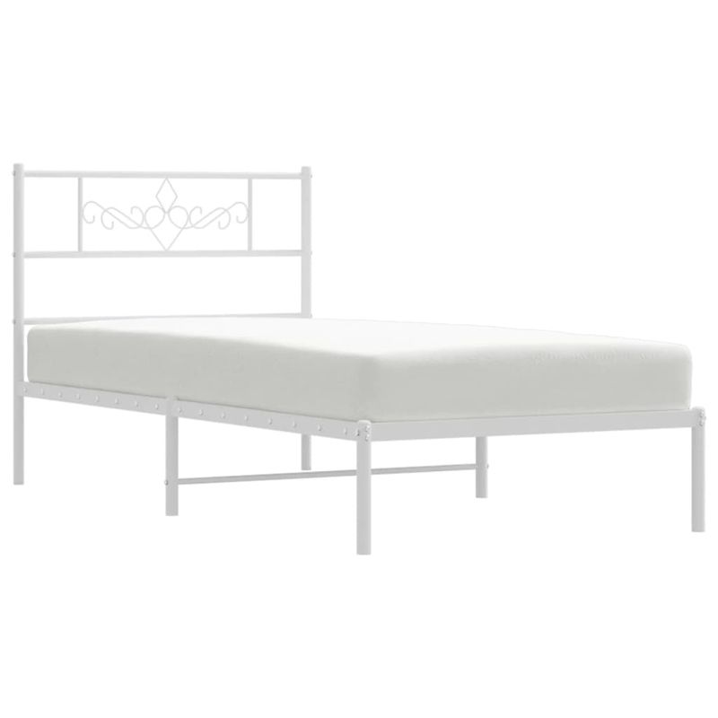 Casa si Gradina - Mobilier - Paturi si accesorii - Paturi - Cadru pat metalic cu tablie, alb, 90x200 cm - Infinity.ro