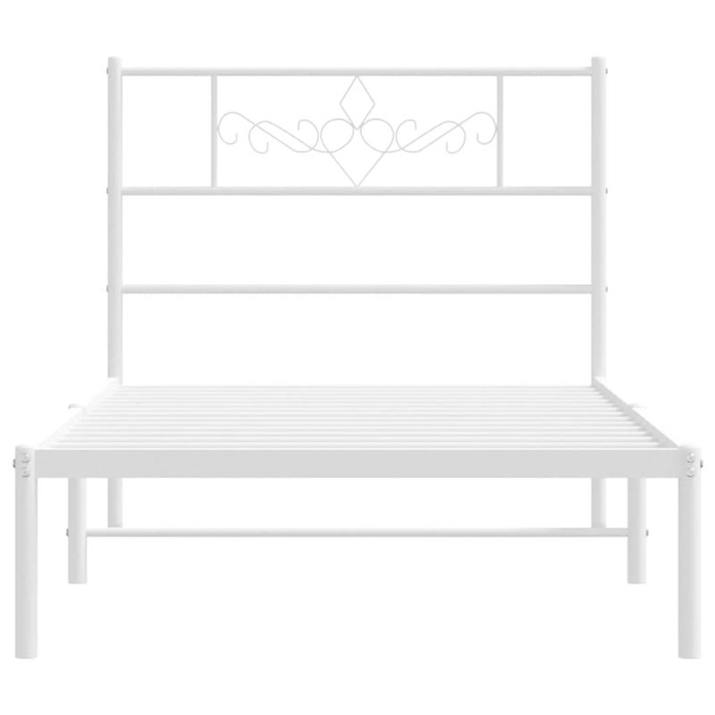 Casa si Gradina - Mobilier - Paturi si accesorii - Paturi - Cadru pat metalic cu tablie, alb, 90x200 cm - Infinity.ro