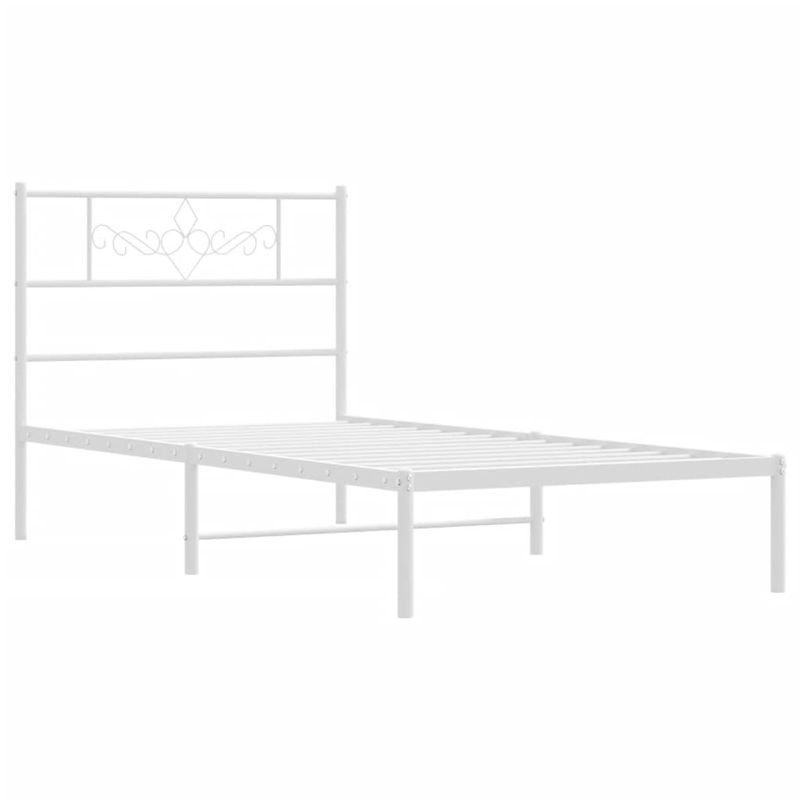 Casa si Gradina - Mobilier - Paturi si accesorii - Paturi - Cadru pat metalic cu tablie, alb, 90x200 cm - Infinity.ro