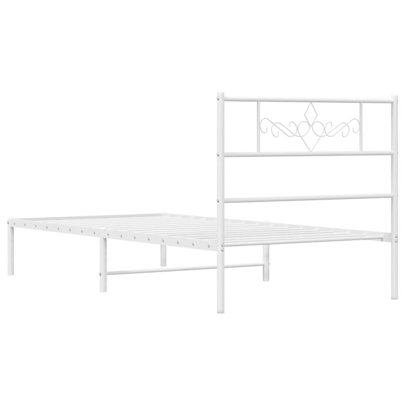 Casa si Gradina - Mobilier - Paturi si accesorii - Paturi - Cadru pat metalic cu tablie, alb, 90x200 cm - Infinity.ro