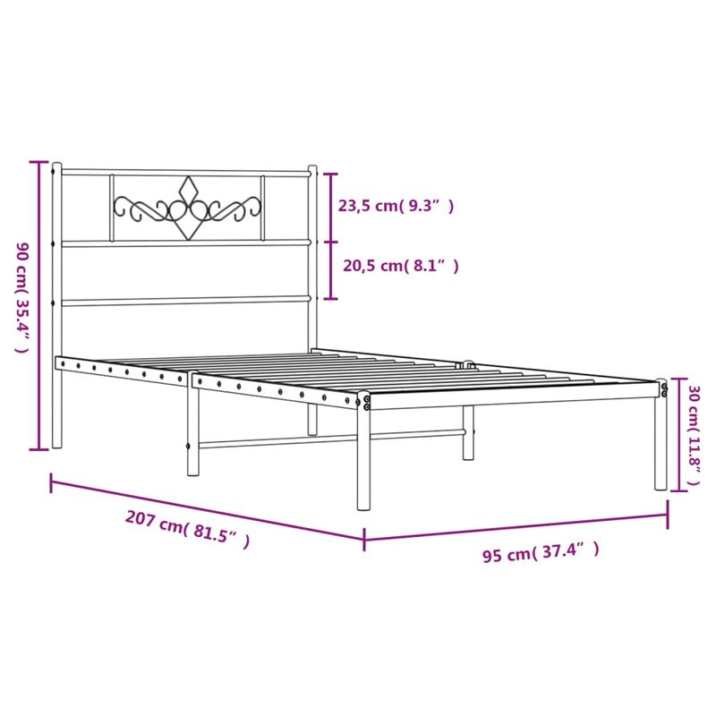 Casa si Gradina - Mobilier - Paturi si accesorii - Paturi - Cadru pat metalic cu tablie, alb, 90x200 cm - Infinity.ro