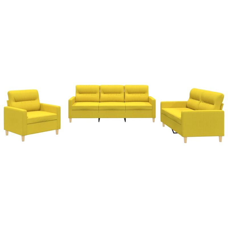 Casa si Gradina - Mobilier - Seturi de mobilier - Seturi living - Set de canapele cu perne, 3 piese, galben deschis, textil - Infinity.ro