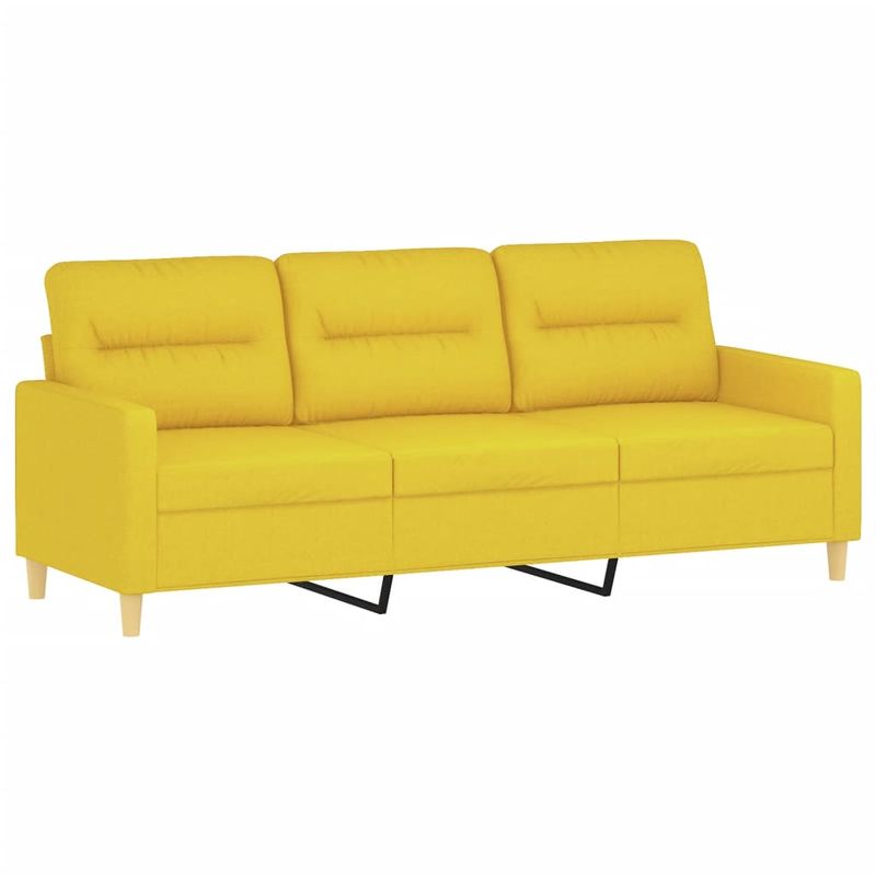 Casa si Gradina - Mobilier - Seturi de mobilier - Seturi living - Set de canapele cu perne, 3 piese, galben deschis, textil - Infinity.ro