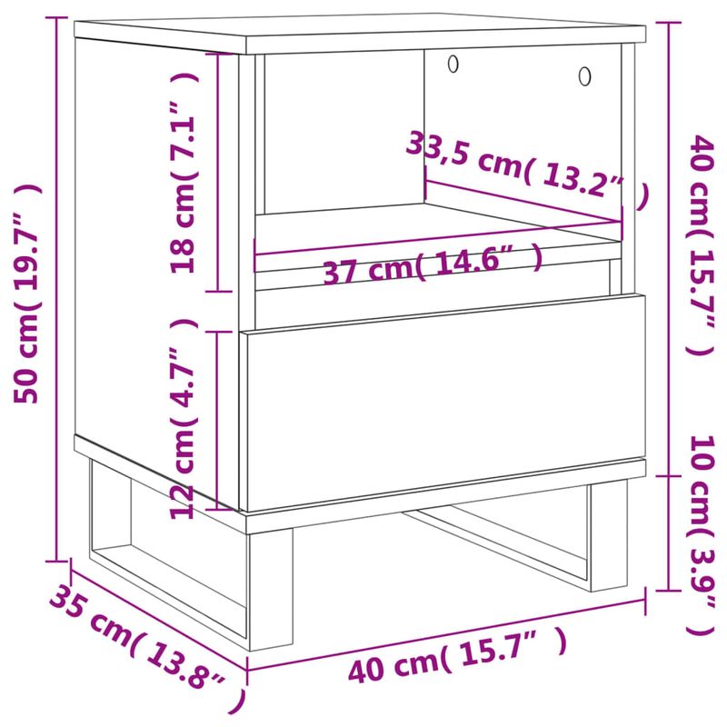 Casa si Gradina - Mobilier - Comode si corpuri - Noptiere - Noptiera, gri sonoma, 40x35x50 cm, lemn compozit - Infinity.ro