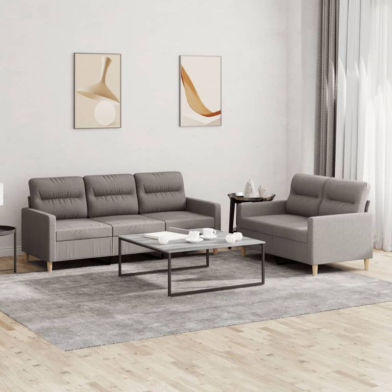 Casa si Gradina - Mobilier - Canapele si coltare - Canapele - Set de canapea cu perne, 2 piese, gri taupe, material textil - Infinity.ro