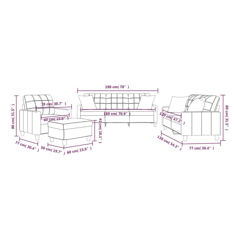 Casa si Gradina - Mobilier - Seturi de mobilier - Seturi living - Set de canapele cu perne, 4 piese, crem, piele ecologica - Infinity.ro