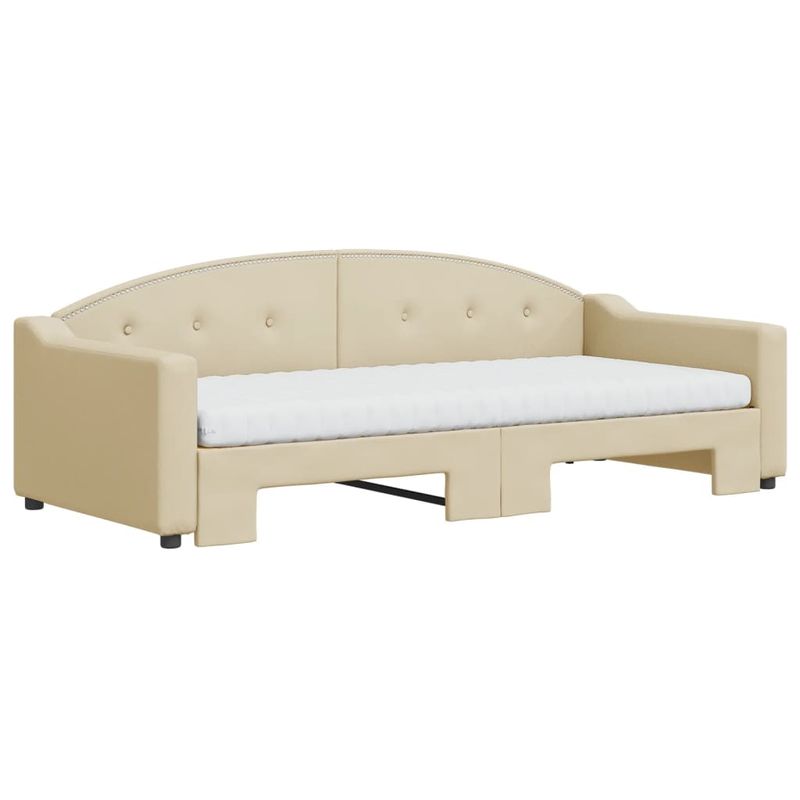 Casa si Gradina - Mobilier - Paturi si accesorii - Paturi - Pat de zi cu extensie si saltele, crem, 90x200 cm, textil - Infinity.ro