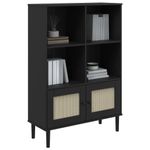 Casa si Gradina - Mobilier - Biblioteci si rafturi - Biblioteci - Biblioteca SENJA aspect ratan negru 90x35x130 cm lemn masiv pin - Infinity.ro