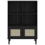 Casa si Gradina - Mobilier - Biblioteci si rafturi - Biblioteci - Biblioteca SENJA aspect ratan negru 90x35x130 cm lemn masiv pin - Infinity.ro