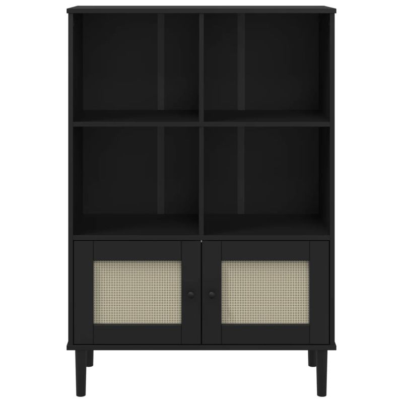 Casa si Gradina - Mobilier - Biblioteci si rafturi - Biblioteci - Biblioteca SENJA aspect ratan negru 90x35x130 cm lemn masiv pin - Infinity.ro