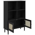 Casa si Gradina - Mobilier - Biblioteci si rafturi - Biblioteci - Biblioteca SENJA aspect ratan negru 90x35x130 cm lemn masiv pin - Infinity.ro