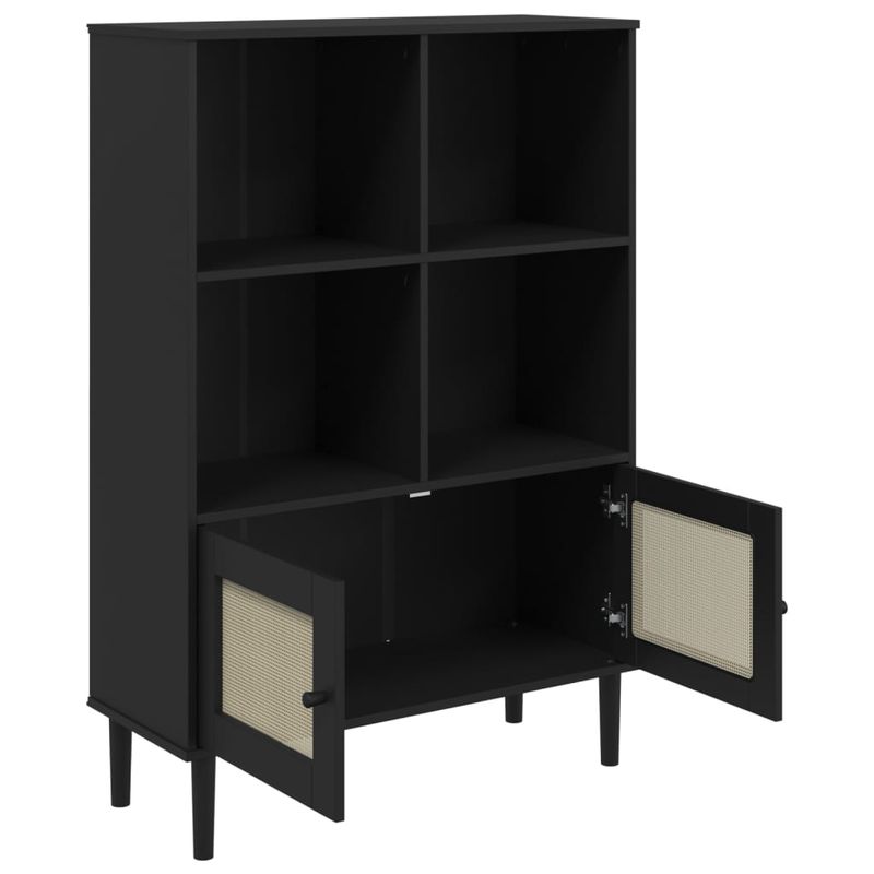 Casa si Gradina - Mobilier - Biblioteci si rafturi - Biblioteci - Biblioteca SENJA aspect ratan negru 90x35x130 cm lemn masiv pin - Infinity.ro