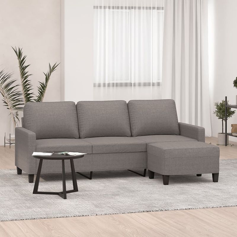 Casa si Gradina - Mobilier - Canapele si coltare - Canapele - Canapea cu 3 locuri si taburet, taupe, 180 cm, material textil - Infinity.ro