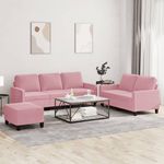 Casa si Gradina - Mobilier - Seturi de mobilier - Seturi living - Set de canapele cu perne, 3 piese, roz, catifea - Infinity.ro