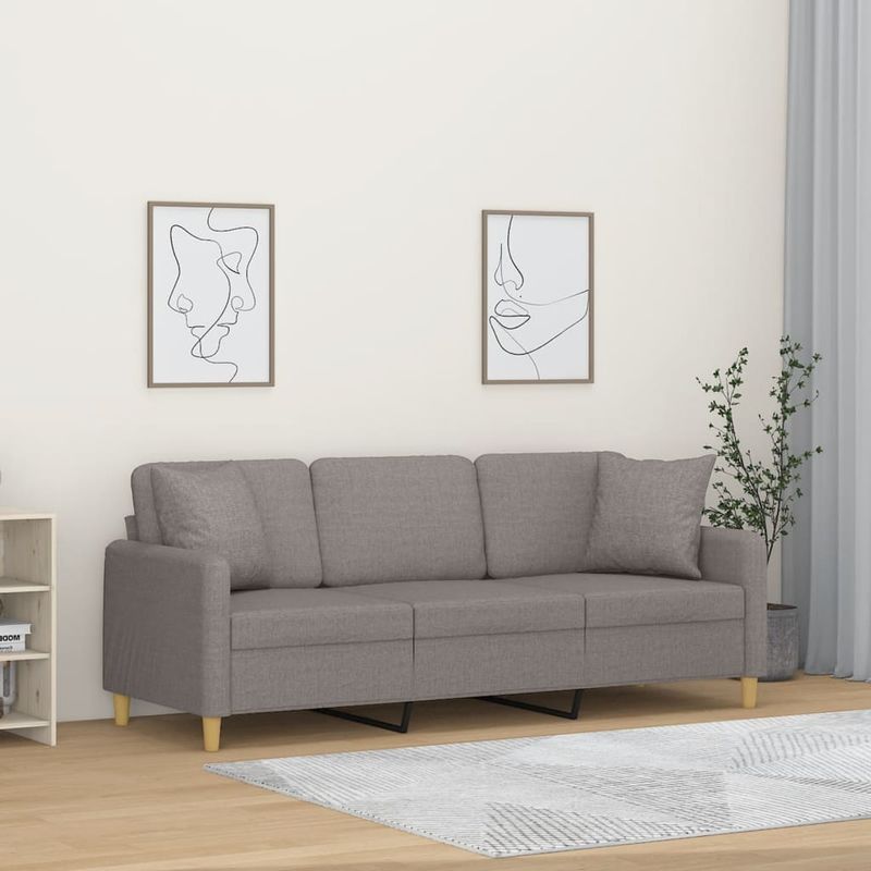 Casa si Gradina - Mobilier - Canapele si coltare - Canapele - Canapea cu 3 locuri cu pernute, gri taupe, 180 cm, textil - Infinity.ro