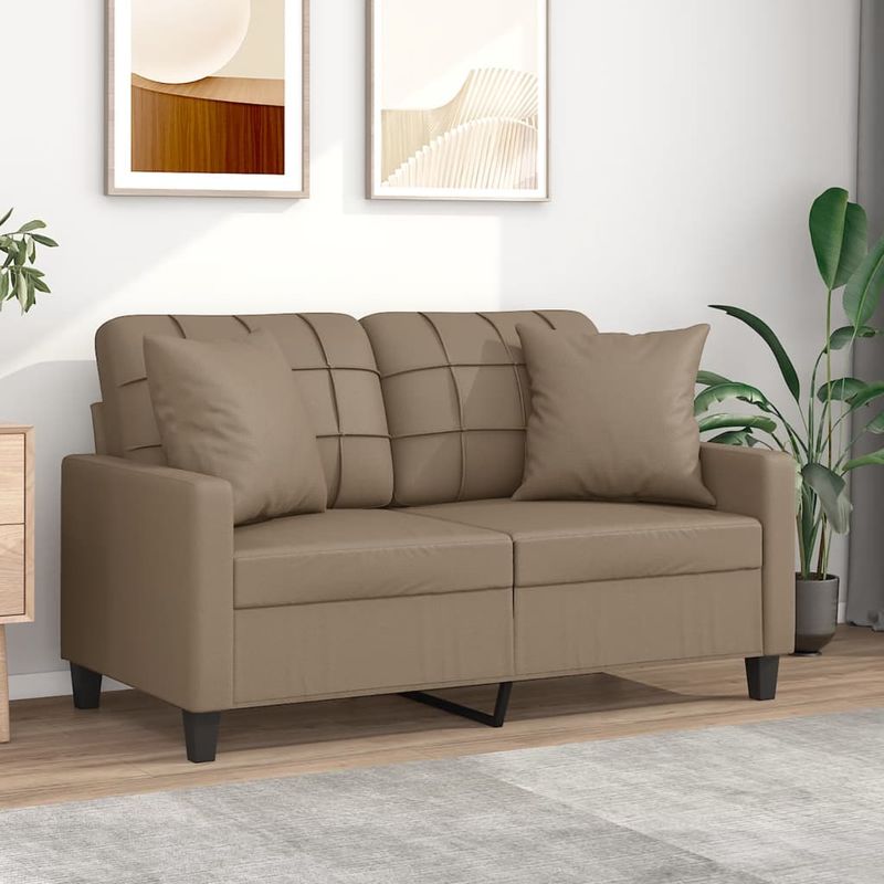 Casa si Gradina - Mobilier - Canapele si coltare - Canapele - Canapea cu 2 locuri cu pernute, cappuccino, 120 cm, piele eco. - Infinity.ro
