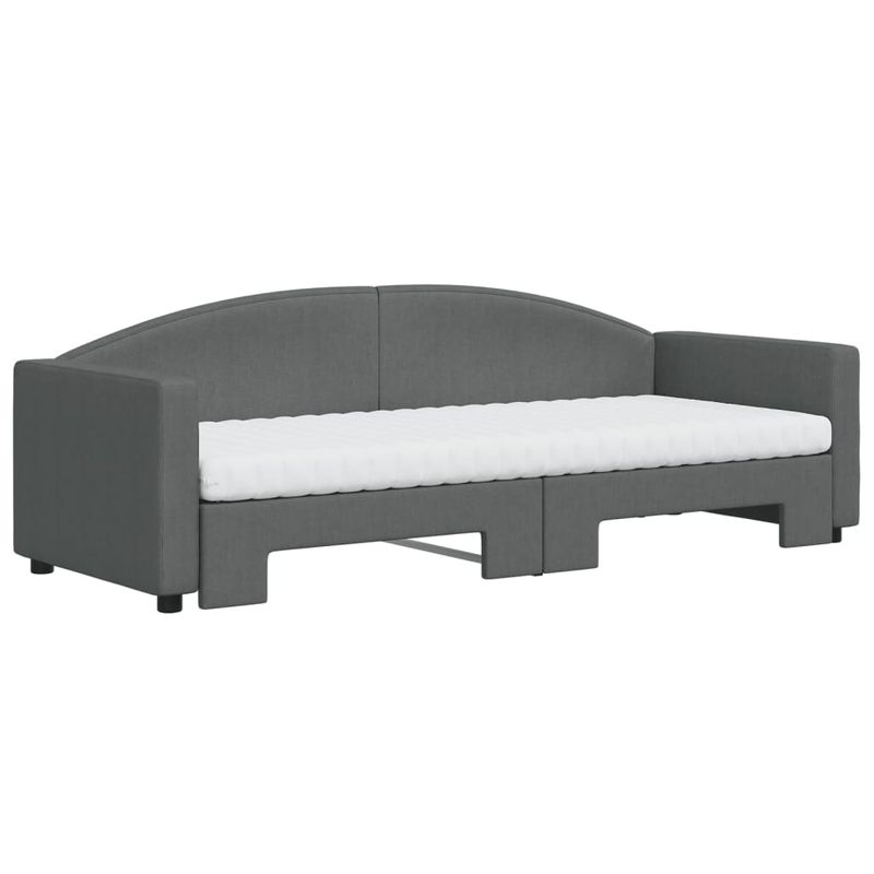 Casa si Gradina - Mobilier - Paturi si accesorii - Paturi - Pat de zi cu extensie si saltele, gri inchis, 80x200 cm, textil - Infinity.ro