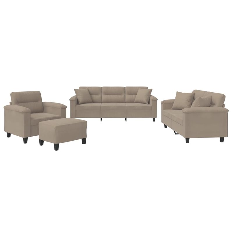 Casa si Gradina - Mobilier - Seturi de mobilier - Seturi living - Set de canapele cu perne, 4 piese, gri taupe, microfibra - Infinity.ro