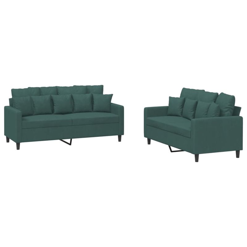 Casa si Gradina - Mobilier - Seturi de mobilier - Seturi living - Set de canapele cu perne, 2 piese, verde inchis, catifea - Infinity.ro