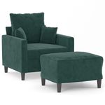 Casa si Gradina - Mobilier - Scaune si fotolii - Fotolii - Fotoliu canapea cu taburet, verde inchis, 60 cm, catifea - Infinity.ro