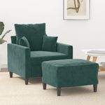 Casa si Gradina - Mobilier - Scaune si fotolii - Fotolii - Fotoliu canapea cu taburet, verde inchis, 60 cm, catifea - Infinity.ro