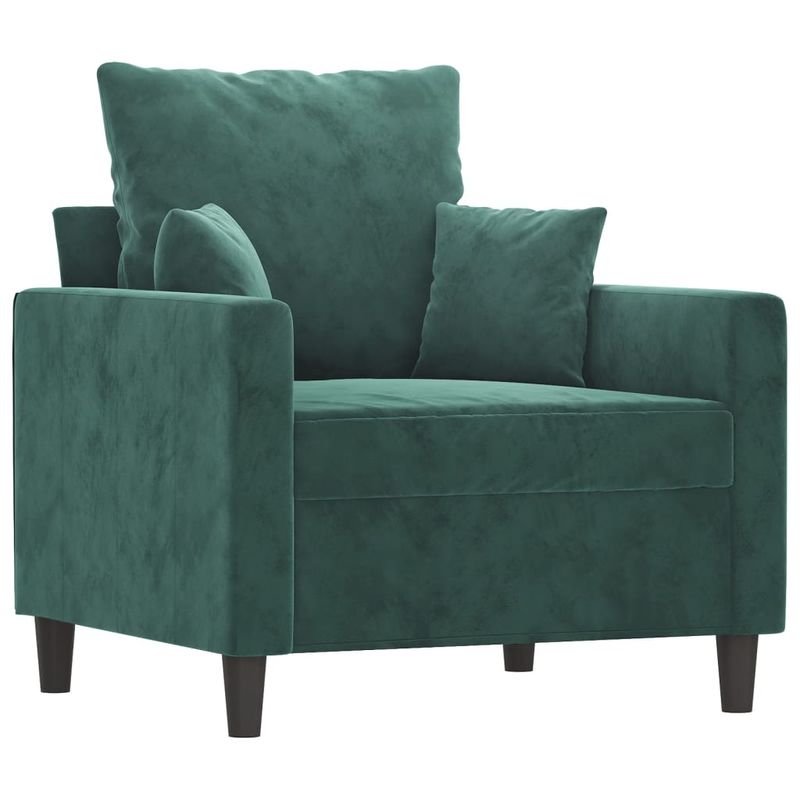 Casa si Gradina - Mobilier - Scaune si fotolii - Fotolii - Fotoliu canapea cu taburet, verde inchis, 60 cm, catifea - Infinity.ro