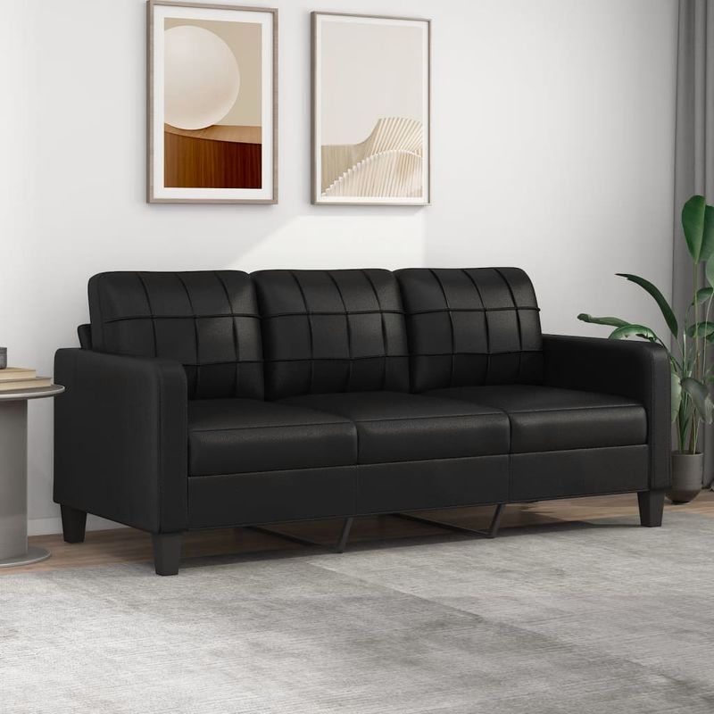 Casa si Gradina - Mobilier - Canapele si coltare - Canapele - Canapea cu 3 locuri, negru, 180 cm, piele ecologica - Infinity.ro