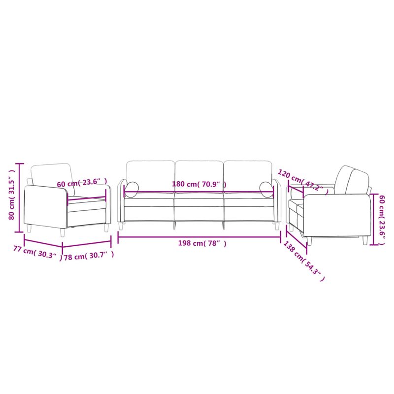 Casa si Gradina - Mobilier - Seturi de mobilier - Seturi living - Set canapea cu perne, 3 piese, gri inchis, catifea - Infinity.ro