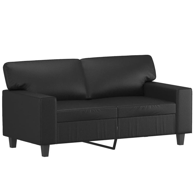 Casa si Gradina - Mobilier - Canapele si coltare - Canapele - Canapea cu 2 locuri cu pernute, negru, 120 cm, piele ecologica - Infinity.ro