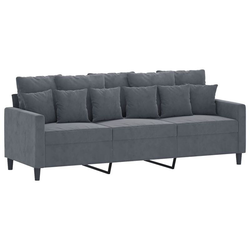 Casa si Gradina - Mobilier - Canapele si coltare - Canapele - Canapea cu 3 locuri si taburet, gri inchis, 180 cm, catifea - Infinity.ro
