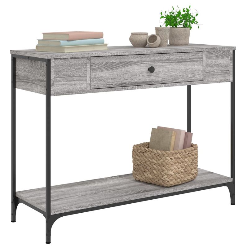 Casa si Gradina - Mobilier - Comode si corpuri - Console - Masuta consola, gri sonoma, 100x34,5x75 cm, lemn prelucrat - Infinity.ro