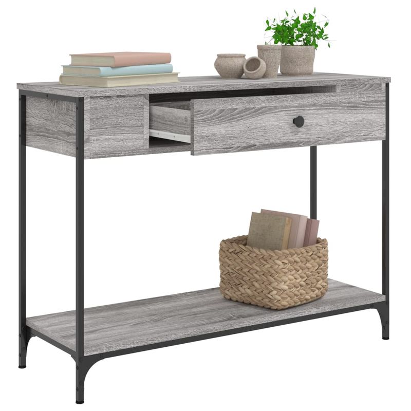 Casa si Gradina - Mobilier - Comode si corpuri - Console - Masuta consola, gri sonoma, 100x34,5x75 cm, lemn prelucrat - Infinity.ro