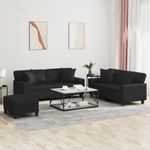 Casa si Gradina - Mobilier - Seturi de mobilier - Seturi living - Set de canapele cu perne, 3 piese, negru, piele ecologica - Infinity.ro