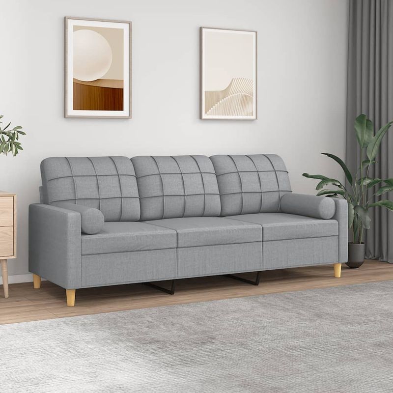 Casa si Gradina - Mobilier - Canapele si coltare - Canapele - Canapea cu 3 locuri cu pernute, gri deschis, 180 cm, textil - Infinity.ro