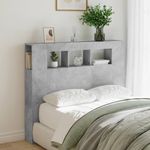 Casa si Gradina - Mobilier - Paturi si accesorii - Accesorii paturi - Tablie de pat cu LED, gri beton, 120x18,5x103,5 cm, lemn - Infinity.ro